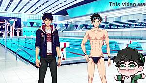 Swimming in Cum with Muscular Jocks in Outdoor Studio Demo