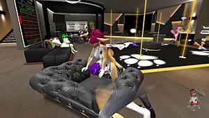 Furry nightclub party with group sex and dancing