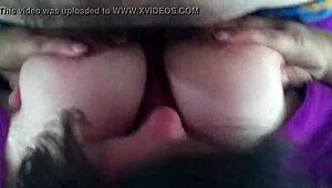 In a homemade setting, a curvy colombian latina amateur gives head to her fat partner