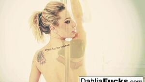 sexy dahlia teases with dildo in her tight wet hole