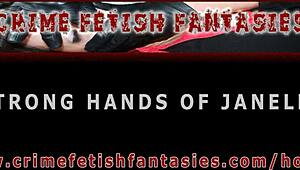 Ebony BBW Janelle dominates interracial scene with hand over mouth