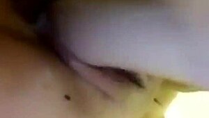 Slutty girl with big tits intensely masturbates huge dildo in wet bath, squirting wildly