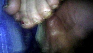 Intense Footjob Cumshot with BBW Wife