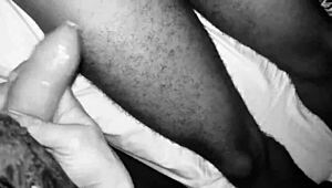 yo, check this shemale noir takin’ on a huge black cock