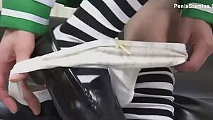 this costumed japanese babe gets her shaved pussy licked before anal assfucking