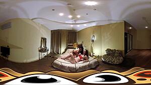 Hot lesbians dive into a bdsm scene in vr.