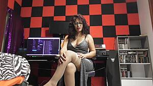 look at my sexy stockings, i'm masturbating with dildo, sucking like blowjob, feeling fetishy