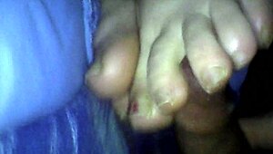 Intense Footjob Cumshot with BBW Wife