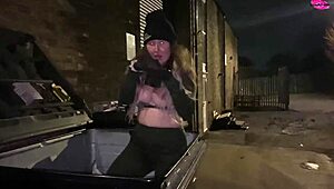 Nasty Street Girl Rips Clothes And Strips Shaved Pussy In Dumpster!