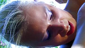 the blonde slut is sucking and fucking with tight pussy and dirty talk