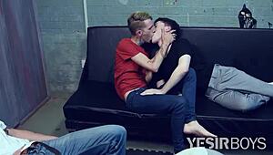 I watched four twinks in a wild gay orgy