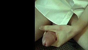 Detailed Wanking Session in Crisp White Shirt