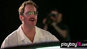 busty blondes andrea lowell and teagan presley rip clothes and strip naked for guys