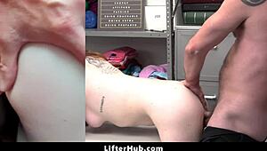 Teen stuffs items in sweater while recorded