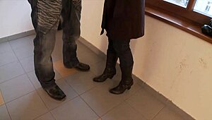 Fake model agent gets too horny too quick in outdoor interview with naked babe and handjob.