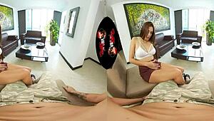 Beautiful Latina Babe Undresses Then Fucks in VR Reality
