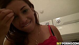 Hey, wanna see this teen get fucked in the laundry room?