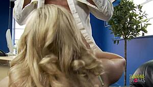 Bald Dude Fucking Blonde Secretary with Cum on Tits in Office