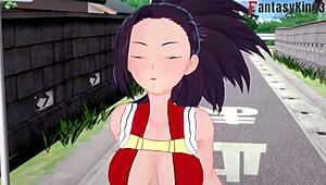 Momo Yaoyorozu Blowjob And Titjob In Streets Pov
