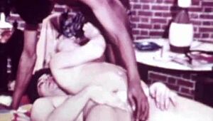 Vintage interracial threesome unfolds in dark London shadows