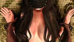 Indian Camilla bound in Skyrim bondage for assfucking and anal sex