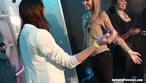 at the wet party, lesbians are fingering and masturbating in a hardcore gangbang