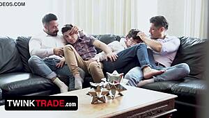 Naughty Twinks Seduce And Swap Stepdaddies In Movie Night