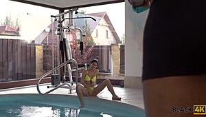 why is this bored teen babe happy to make love to a strong black male?