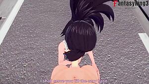 Momo Yaoyorozu Blowjob And Titjob In Streets Pov