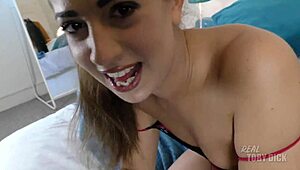 hottie intriguingly offers throat for rough deepthroat fucking