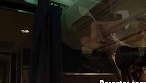 Sexy flight attendant Gemma Massey shows off her big boobs!