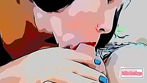 Cousin nympho swallows cum in cartoon