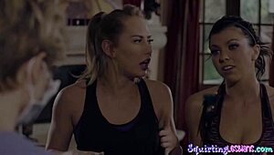 hey babes, wanna join our wet yoga threesome?