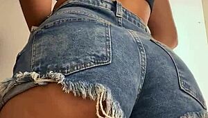 latina amateur wife trying on shorts in the shopping mall store, showing big ass outdoors publicly - esposaheyya