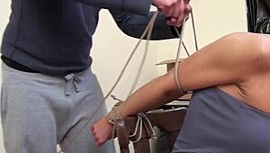 A European beauty gagged and bound by her dominant master