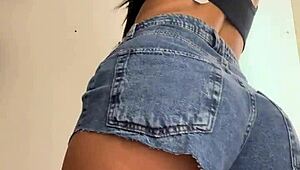 latina amateur wife trying on shorts in the shopping mall store, showing big ass outdoors publicly - esposaheyya