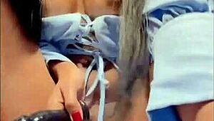 Teen Student Cums from Double Penetration Squirt