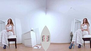 kitana with big boobs kneels and plays with her dildo in virtual taboo