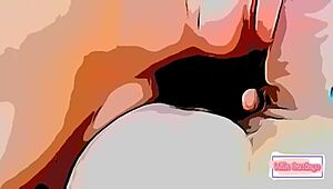 Cousin nympho swallows cum in cartoon