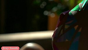 Sexy Jeny Smith Poses Naked Covered With Sticky Tape