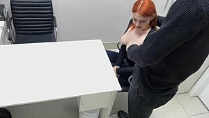 Big-ass babe works hard to land a job and gets rewarded with sex