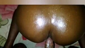 Amateur ebony whore gets pussy fucked doggystyle bent over