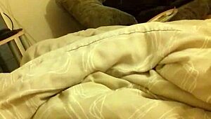 Bedroom wank with long thin cock ends in massive cumshot explosion