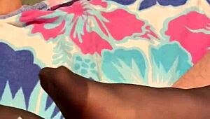 Footjob Fun In Black Stockings.