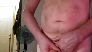 After 30 minutes of intense solo masturbation, the dripping cumshot finally arrives.