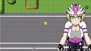 losing a race and he grabs the blonde's big tits!