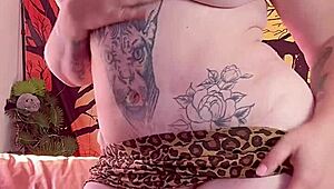 Erotic dance naked temptation with sensual lotion on puffy pussy lips