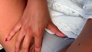 amateur webcam girl gets horny fingering in the car outdoors, traveling and masturbating like crazy