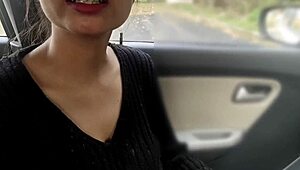 Desisaarabhabhi fucks hot ex girlfriend outdoor in risky car sex.