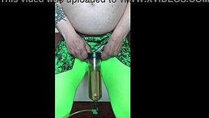 Bisexual crossdresser savors his own piss, craving yours in shy homemade close-up.